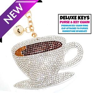 DeLuxe Keys Rhinestone Keychain/Purse Chain-Morning Latte